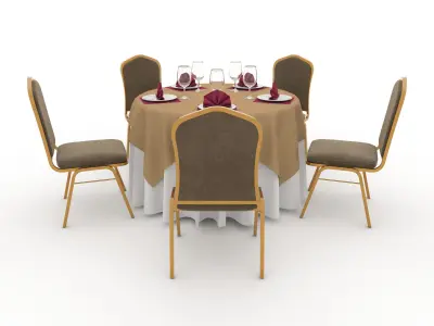 Banquet Table and Chair 02 3D model