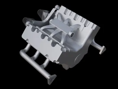 V6 engine design 3D model