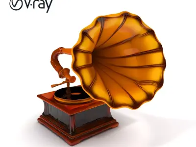 Vintage Gramophone D Model Pack Low-poly 3D model
