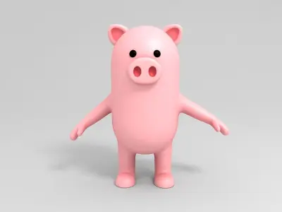 Rigged Pig Character 3D model