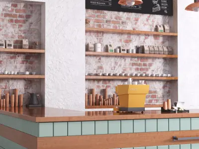 Coffee shop counter 3D model