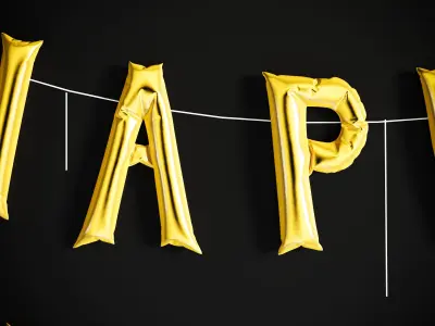 Balloons Happy New Year Low-poly 3D model