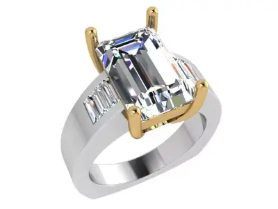 Emerald Diamond Euro Shank Ring 3670 3D print model