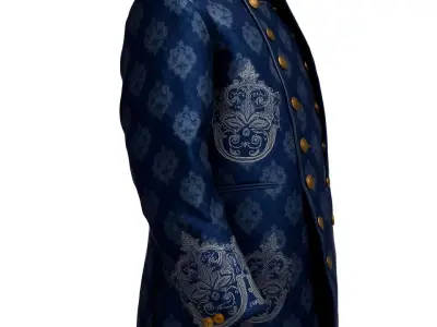 Royal Blue Embroidered Jacket model pack Low-poly 3D model