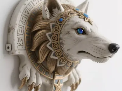 wolf sculpture 3D print model