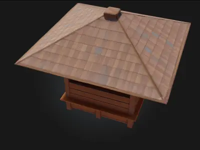 Wooden Pavilion Model  Tranquil Charm in Natural Design 3D model