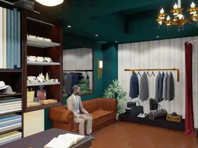 Kingsman-Tailored cloth shop Low-poly 3D model