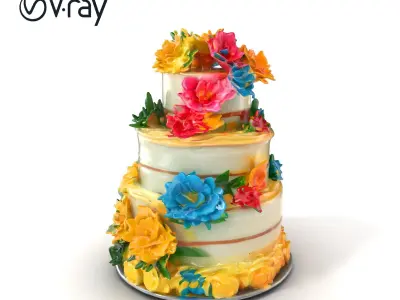 Elegant Celebration Cake Model Pack Low-poly 3D model