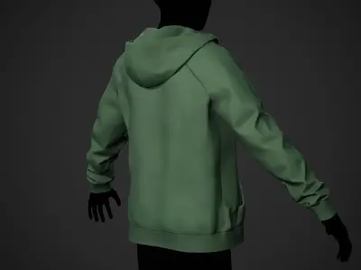 Green Open Hoodie Style 1 Low-poly 3D model