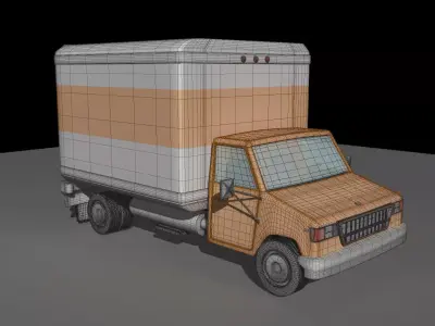 Truck with cargo body Low-poly 3D model