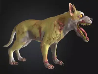 Zombie Dog 3D Low-Poly Horror Sculpture Free 3D print model