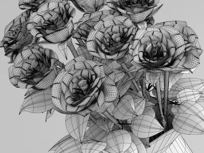 Pink roses in pither 3D model