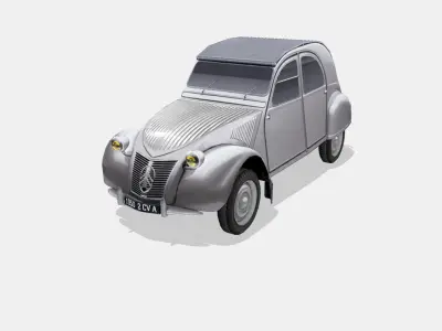 Citroen 2CV A 1950 Low-poly 3D model