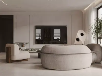 Modern living room dining room interior scenes 429 3D model