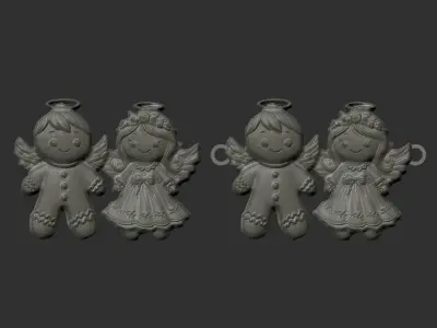 3d ginger bread and angle decor  3D print model