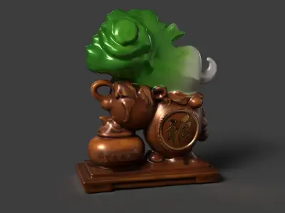 Chinese jade cabbage figure  Low-poly 3D model