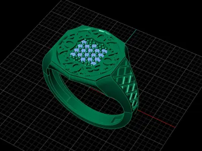 Print Ready STL 3DM  Gents Rings Diamond Men Ring  3D print model 151