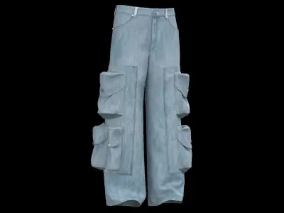 Male cargo denim jean 3D model