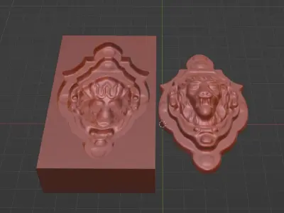 Lion relief and mold for 3D print and CNC 3D print model
