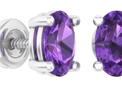 AV 405 Ladies Solitaire Stud-Earrings 3D print model