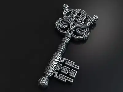 Pendant  jewelry Vintage key vol1 and relief 3D print model