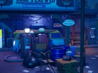 Stylized Gas Station Hideout Unreal Engine 3D model