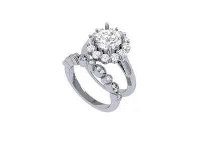 Solitaire-Ring-Bridal-Set 3D print model