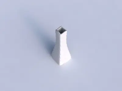 Vase squeezed rectangle with horizontal wavy inverted layers 3D print model