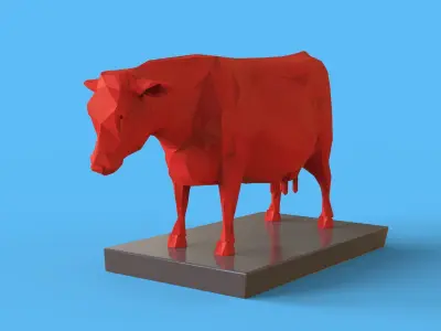 Low Poly Sculpture Cow 3D print model