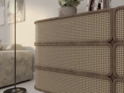 sideboard modern living room with floor lamp and chest of dra... Free low-poly 3D model