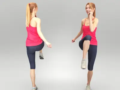 Fitness woman doing exercise 421 Low-poly 3D model