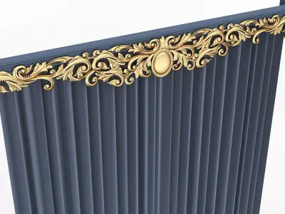 Cornice Classic Curtain 012 Low-poly 3D model