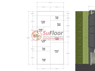 House 6x12m code 581 - Sketchup 3D model 3D model 3D model