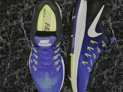 NIKE 3D SHOES - ZOOM PEGASUS 33 BLUE - YELLOW Low-poly 3D model