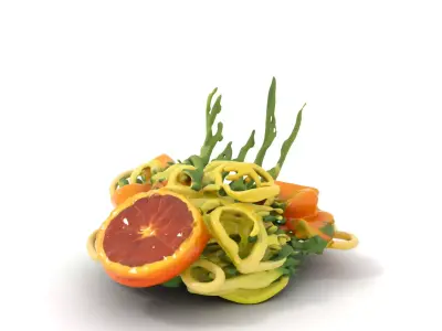 Citrus Salad Plate model pack Low-poly 3D model