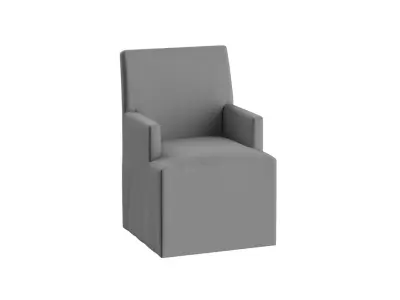 Long Slipcovered Armchair 3D model
