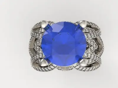 Diamond women ring 001 3D print model