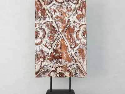 Bali Hand Carved Wood Sculpture Relief Panel 3D model