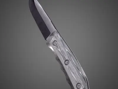 Black Titanium Tatical Knife AAA Game Ready Asset Low-poly 3D model
