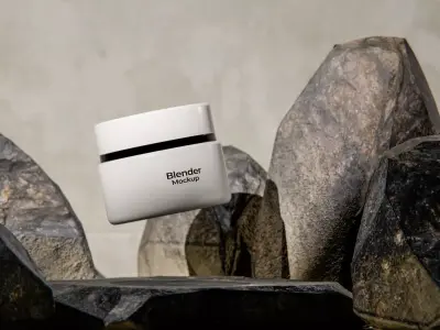 Floating Elegance Minimal Beauty Jar Mockup Low-poly 3D model