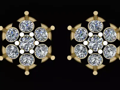 SOLITAIRE DIAMOND EARRING 3D PRINTABLE MODEL  3D print model