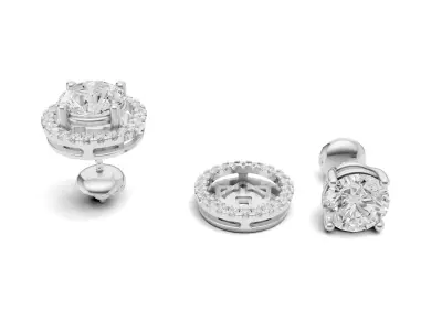 Detachable Diamond Stud Earrings 3D print model