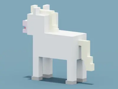 Voxel White Horse Low-poly 3D model