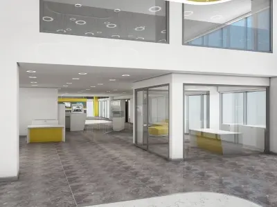 Car Showroom and Furniture 3D model