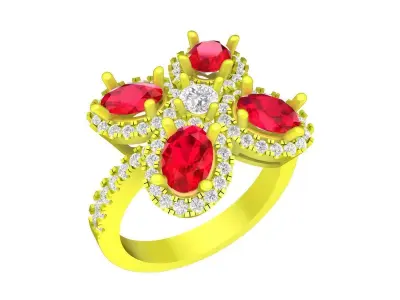 A7214 Luxury Korean Style Diamond Fashion Women Ring 3D print model