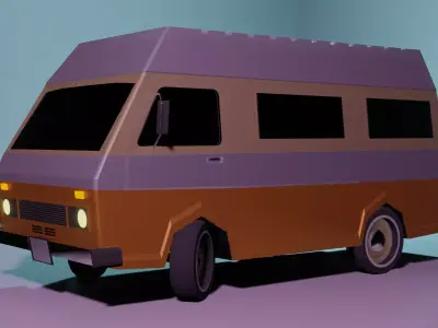 Retro Caravan Low Poly Low-poly 3D model