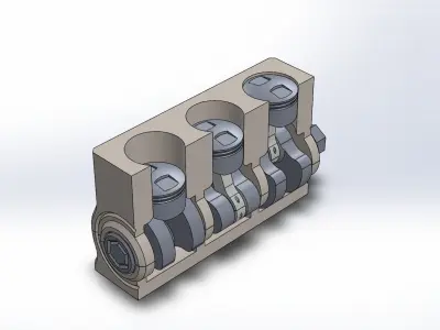 Three-Cylinder Engine 3D print model