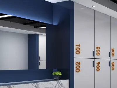 Modern Gym Locker Room 3D model