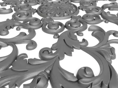 decor gold ornate ceiling medallion 3D model