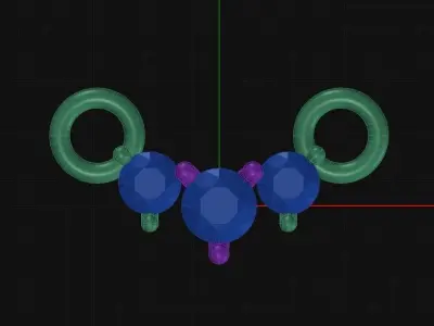 Trio Diamond Necklace Gold Zircon Prong 3 Stone Pendant 3D print model